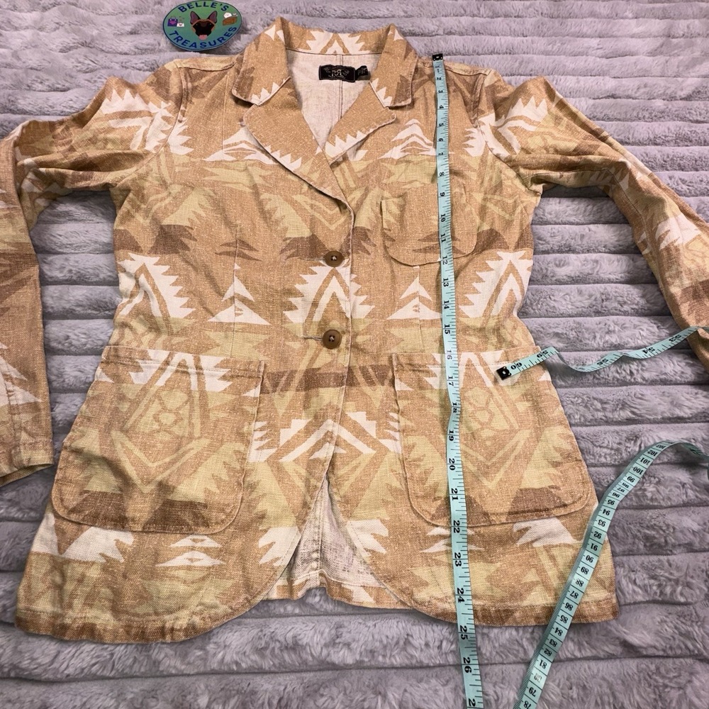 RRL Ralph Lauren Womens Sz 2 100% Linen Aztec Unstructured Blazer Jacket $790 - Picture 7 of 15